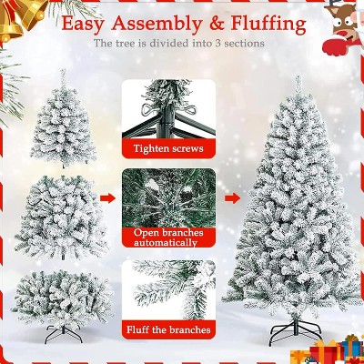 7.5 ft Snow Flocked White Spruce Christmas Tree with Lights