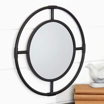 The Lakeside Collection Round Metal Mirror - Rustic Wall Decoration for Bathroom or Hallway