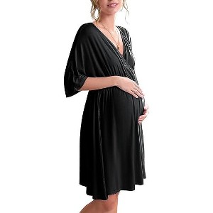 Ekouaer 3 in 1 Labor/Delivery/Hospital Gown Maternity Dress Nursing Nightgown Sleepwear for Breastfeeding - 1 of 4