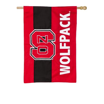 Team Sports America North Carolina State Outdoor Safe Double-Sided Embroidered Logo Applique House Flag, 28 x 44 inches