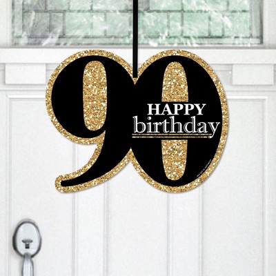 Big Dot of Happiness Adult 90th Birthday - Gold - Hanging Porch Birthday Party Outdoor Decorations - Front Door Decor - 1 Piece Sign