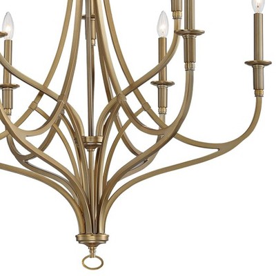 Elegant Brushed Honey Gold 9-Light Candle Chandelier