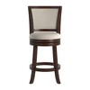 24" Falia Dark Cherry Finish Linen Swivel Counter Height Barstool Beige - Inspire Q: Rubberwood Frame, 250lb Capacity - 3 of 4
