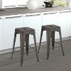 BestMassage Set of 4 Stackable Metal Bar Stools 24/30 Inch Counter Barstool Height Backless - 2 of 4