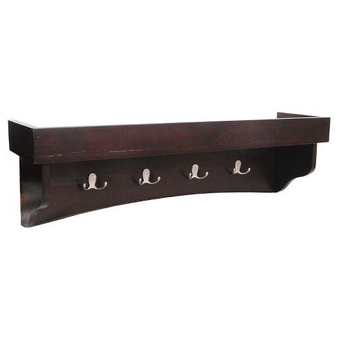 36 Coat Hooks With Tray Espresso - Alaterre Furniture : Target