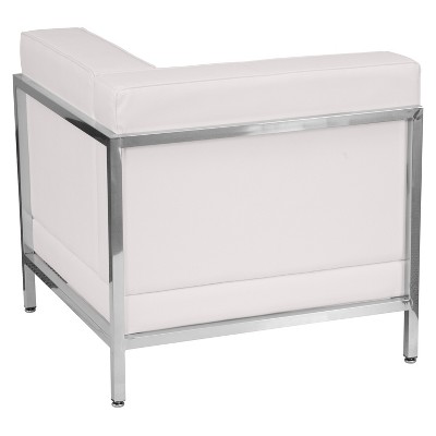 Melrose White LeatherSoft Modular Corner Chair with Stainless Frame