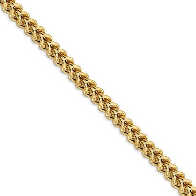 Black Bow Jewelry 4.5mm 14k Yellow Gold Hollow Franco Chain Necklace