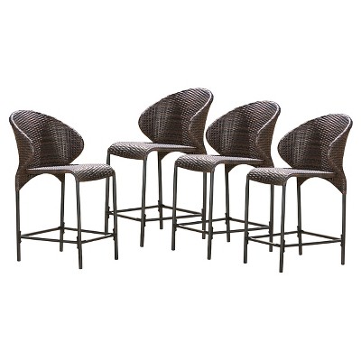 Oyster Bay Set of 4 Wicker Counterstool - Multibrown - Christopher Knight Home