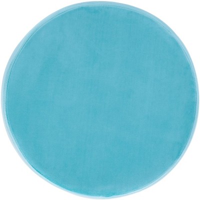 Abrea Aqua Velvet Round Ottoman with Gold Hairpin Legs