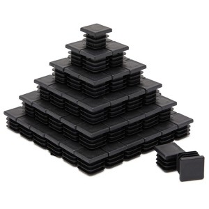 Stockroom Plus 100 Pack 3/4-Inch Square Plastic Hole Plugs for Metal Tubing End Caps, Furniture Leg Glides, Black - 1 of 4