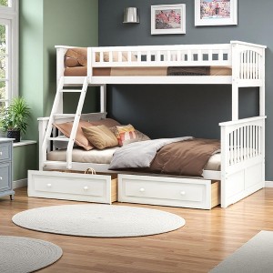 Merax Convertible Twin over Full Bunk Bed with Built-in Storage Drawers - 1 of 4