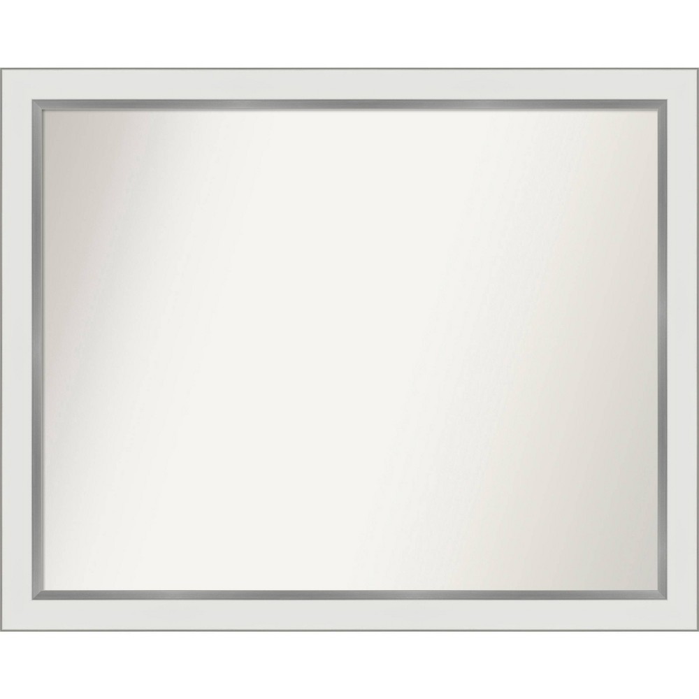 Photos - Wall Mirror 31" x 25" Non-Beveled Eva Narrow Bathroom  White - Amanti Art