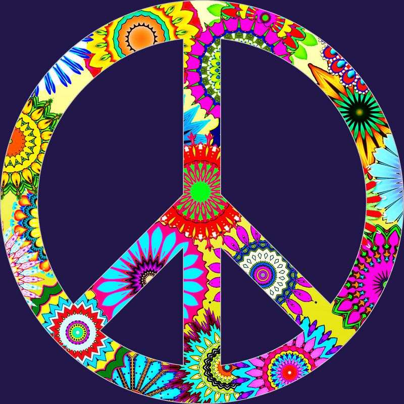 Junior's Design By Humans Cool Retro Flowers Peace Sign By ddtk T-Shirt, 2 of 4