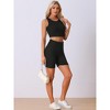 cheibear Women's Summer Sleeveless Ribbed Knit Tank Top with Jogger Biker Shorts Pajamas - 3 of 4