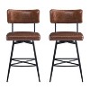 HDZNVF Set of 2 Retro Swivel Counter Stools, Brown PU - 3 of 4