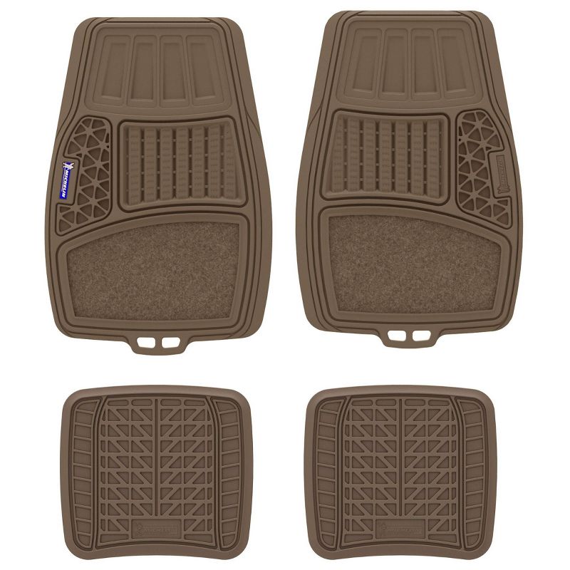 Michelin 20&#34;x34&#34; 4pc Rubber Floormat Set Brown, 1 of 3