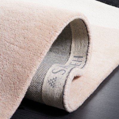Ivory and Blush Hand-Tufted Wool Abstract Area Rug