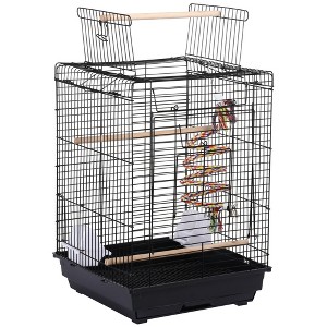 Yaheetech Open Top Bird Cage for Small Birds Canary Parakeet Cockatiel Budgie, Small Parrot Cage Travel Cage w/Open Play Top, Black - 1 of 4