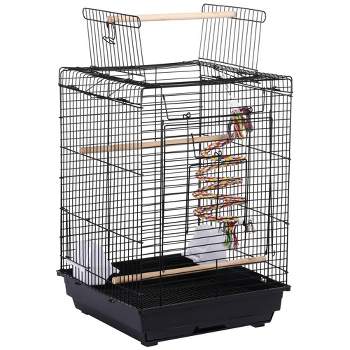 Yaheetech Open Top Bird Cage for Small Birds Canary Parakeet Cockatiel Budgie, Small Parrot Cage Travel Cage w/Open Play Top, Black