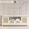 Rattan TV Stand, Modern Entertainment Center for 65/70 Inch TV, White Media Center with 2 Drawers and 2 Cabinets - 2 of 4