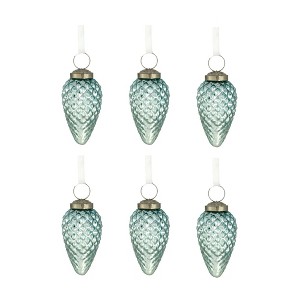 NAYSAYE Party Decoration and Accessories Glass Tear Drop Ornaments Set of 6 for Christmas Tree Decorations, Blue, 1.7"*3.1"*0.07" - 1 of 4