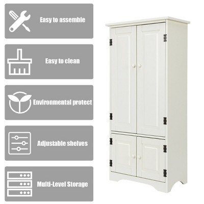 White MDF 49" Accent Cabinet with Adjustable Shelves