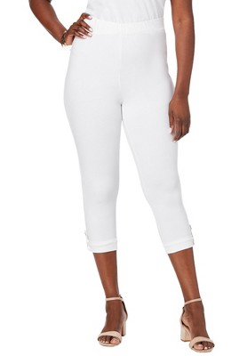 Ellos Women's Plus Size Knit Capri Leggings, 18/20 - White : Target