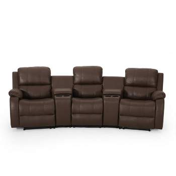 Meridan Contemporary Upholstered Theater Seating Reclining Sofa - Christopher Knight Home