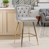 MAYEERTY Gray Velvet Bar Stools Set of 2, Button-Tufted Wing-Back,Metal Legs for Kitchen Island & Pub - 3 of 4