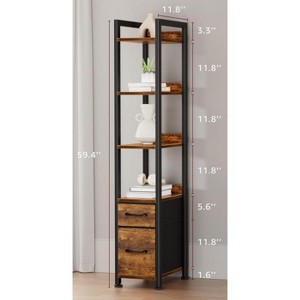 Triple 5 Tier Shelf Bookshelf, Display Book Shelf, Wide Bookcase, Rustic Wooden Shelving Unit, Your Room, Bedroom, Living Room, Home & Office Shelving - 1 of 1