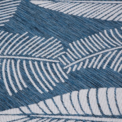 Navy Floral Synthetic 7'10"x10' Flat Woven Indoor/Outdoor Rug
