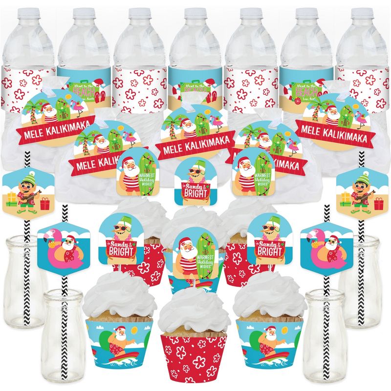 Big Dot of Happiness Tropical Christmas - Beach Santa Holiday Party Favors and Cupcake Kit - Fabulous Favor Party Pack - 100 Pieces, 1 of 9