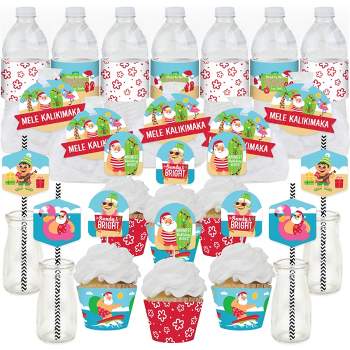 Big Dot of Happiness Tropical Christmas - Beach Santa Holiday Party Favors and Cupcake Kit - Fabulous Favor Party Pack - 100 Pieces