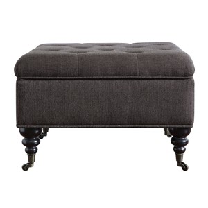 Abbot Square Tufted Ottoman with Storage and Casters Midnight Charcoal - Serta, Black Grey