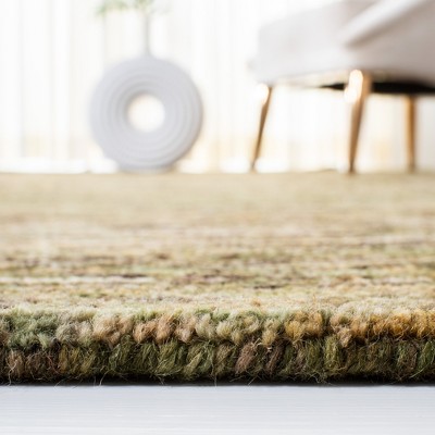 Green Hand-Tufted Wool Round Area Rug, 4' x 6'