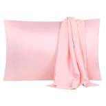 2 Pcs Queen 20"x30" Silk Satin Silky for Hair and Skin Pillowcase Pink - PiccoCasa