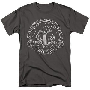 Harry Potterhufflepuff Line Art Badge Adult T-Shirt Charcoal - 1 of 4
