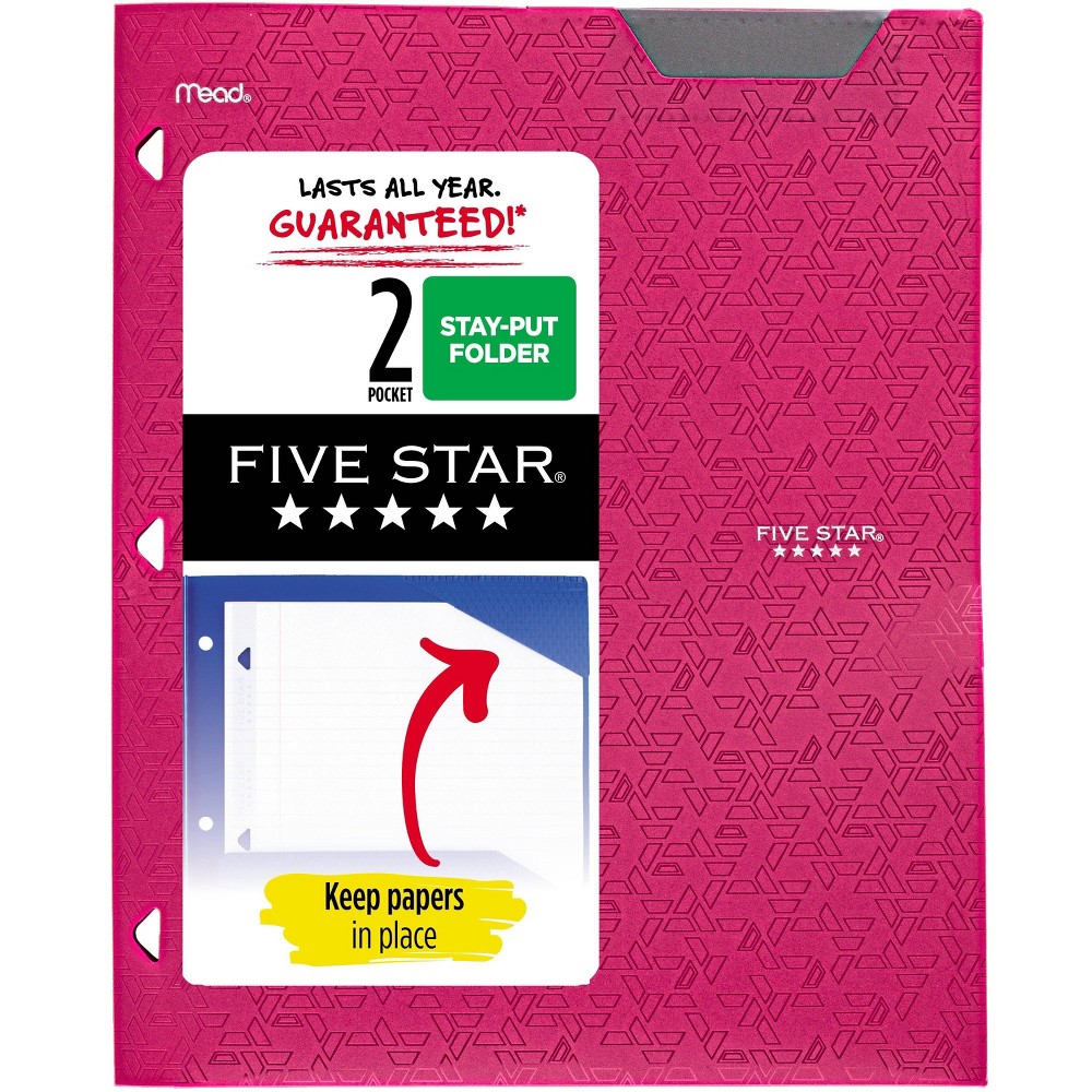 Photos - Accessory Five Star 2 Pocket Plastic Folder Pink