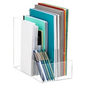 Mind Reader Vertical File Storage, Desktop Organizer, Magazine Holder, Office, Acrylic, 6"L x 11"W x 9.75"H, Clear - 1 of 4