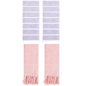 REGALWOVEN 4 Packs Striped and Solid Absorbent Soft Cotton Hand Towel for Bathroom - 1 of 4