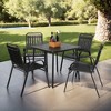 FURNIinspire Patio Dining Sets 5 Pieces Outdoor Dining Set, Dining Table With 4 Plastic Chairs For Garden Backyard, Patio Furniture Sets, Black - 2 of 4