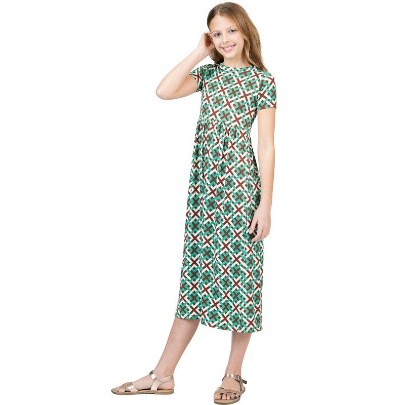 24sevenkid Girls Short Sleeve Green Maxi Dress, 2 of 6