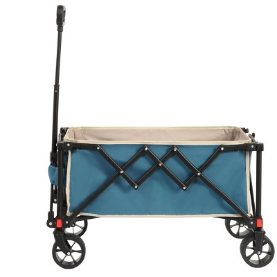 Folding Wagon Cart With All Terrain Wheels, Heavy Duty Garden Carts With Adjustable Handle,Outdoor Utility Wagon For Camping-Cuddlewood