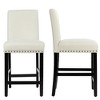 Tangkula 4PCS Upholstered Counter Stools Bar Stool Home Kitchen w/ Wooden Legs Beige - 2 of 4