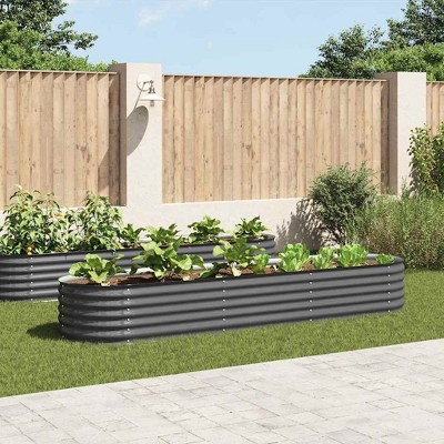 vidaXL Garden Raised Bed Grey Galvanized Steel 157.5 x 31.5 x 31.9 in