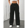 Womens Sweatpants 4 Pockets Mid Rise Cargo Pants Boxy Boyfriend Style Loose Fit Straight Leg Pants - 3 of 4
