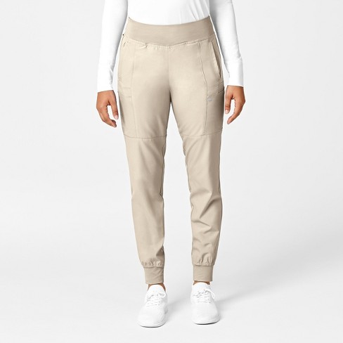 Wink Women's Comfort Waist Cargo Jogger Scrub Pant, Khaki, Xxs Petite