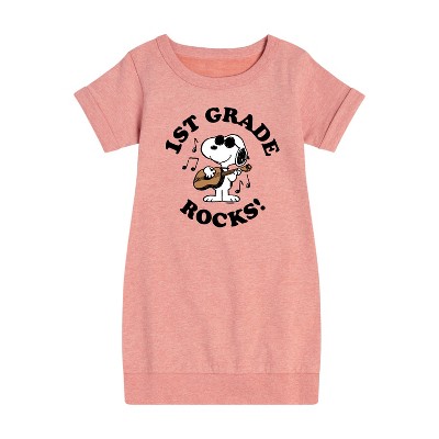 - Peanuts - 1st Grade Rocks Graphic Short Sleeve Fleece Dress