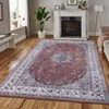 Washable Rug Vintage Floral Distressed Carpet, Ultra-Soft Low Pile Floor Cover Farmhouse Anti-Slip Aesthetic Rug for Living Room Bedroom Dining Room - 3 of 4
