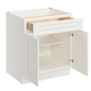 CASAINC 30 in. W x 24 in. D x 34.5 in. H Plywood Ready to AsseMatte Blackle Floor Base Kitchen Cabinet in Glacier White with Drawer - 1 of 4